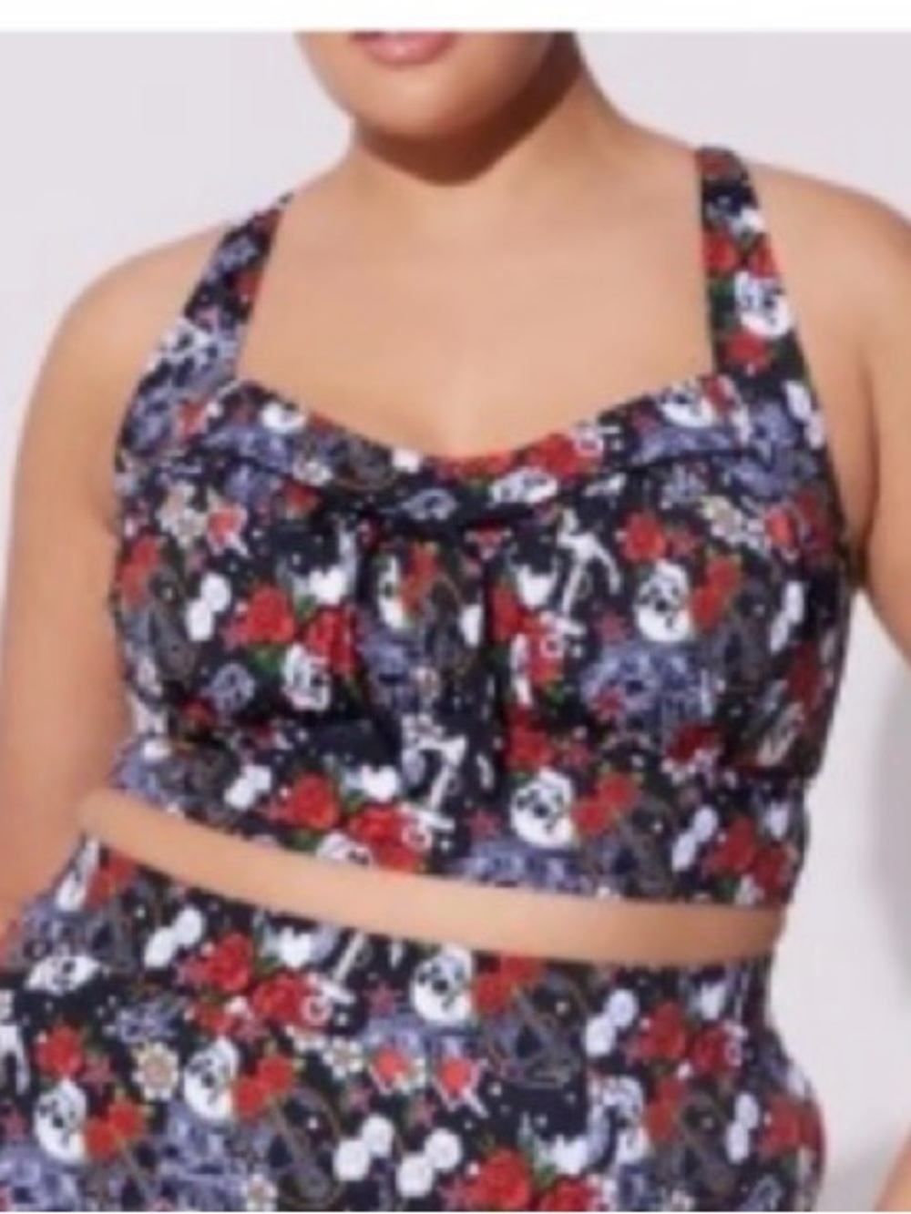NWT Torrid Retro Tattoo Bikini Top - Plus Size 3 - Roses/Skulls/Swords -Oh My! - Picture 5 of 10